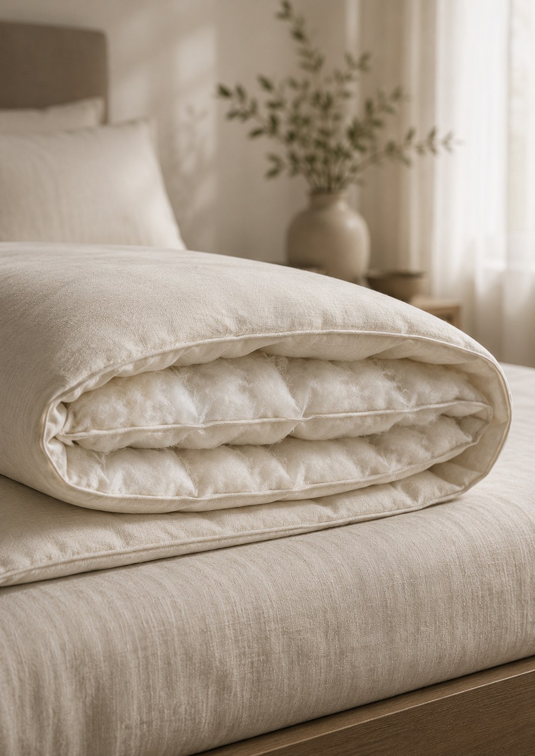 Folded duvet detail showing natural fill